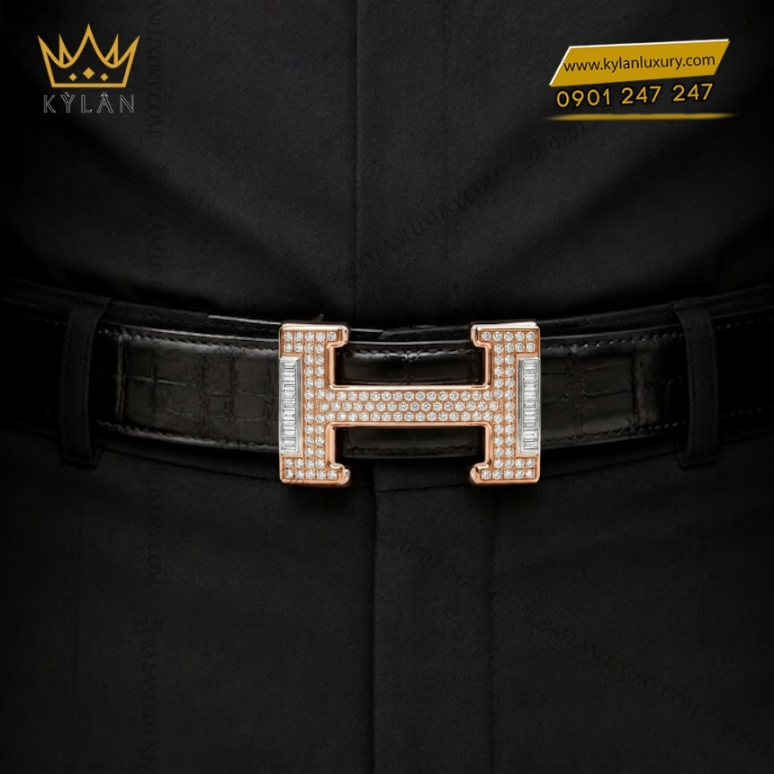 Kỳ Lân Luxury mat that lung chu h vang hong mix vang trang full kim cuong 7 Mặt thắt lưng chữ H vàng hồng mix vàng trắng full kim cương