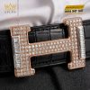 Mặt thắt lưng chữ H vàng hồng mix vàng trắng full kim cương