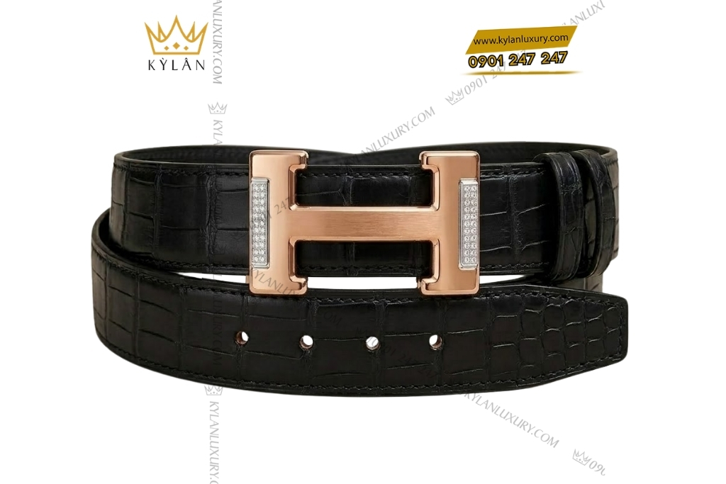 Mặt thắt lưng chữ H vàng hồng mix vàng trắng kim cương 2 Kỳ Lân Luxury mat that lung chu h vang hong mix vang trang kim cuong 2 Mặt thắt lưng chữ H vàng hồng mix vàng trắng kim cương