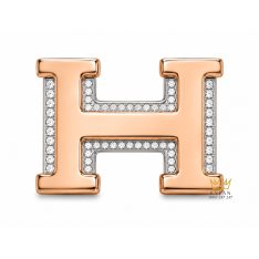 Mặt thắt lưng chữ H vàng hồng viền vàng trắng đính kim