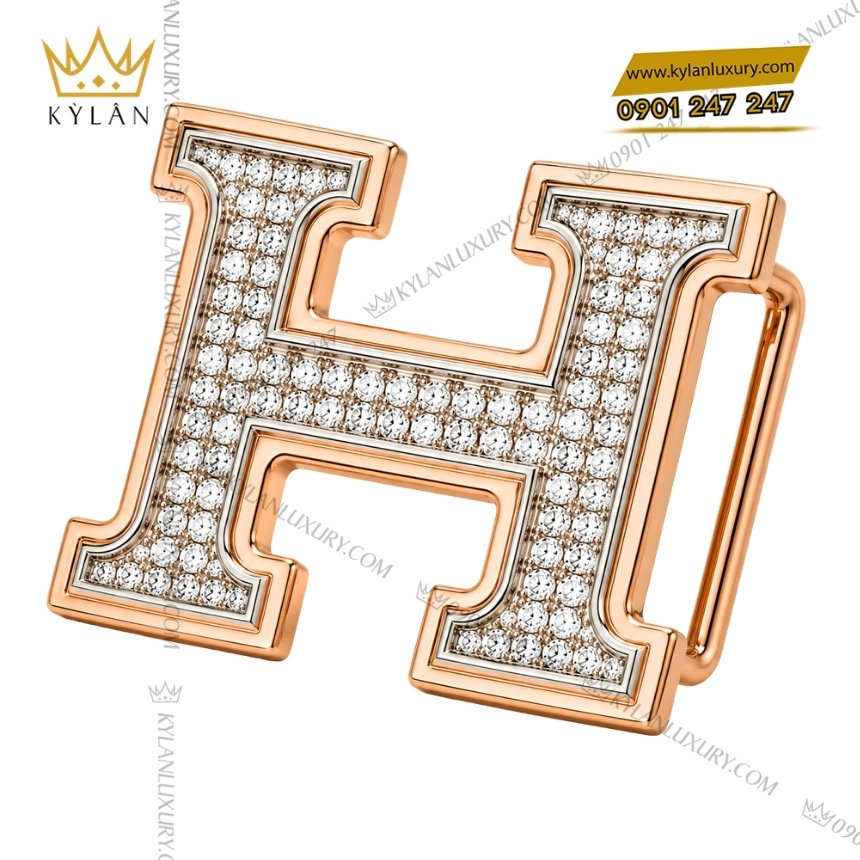 Mặt thắt lưng chữ H vàng trắng viền vàng hồng đính kim 5 Kỳ Lân Luxury mat that lung chu h vang trang vien vang hong dinh kim cuong 4 Mặt thắt lưng chữ H vàng trắng viền vàng hồng đính kim