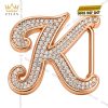 Mặt thắt lưng chữ K vàng hồng đính full kim