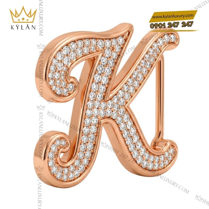 Mặt thắt lưng chữ K vàng hồng đính full kim