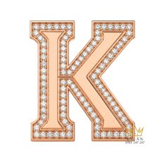 Mặt thắt lưng chữ K vàng hồng viền kim cương