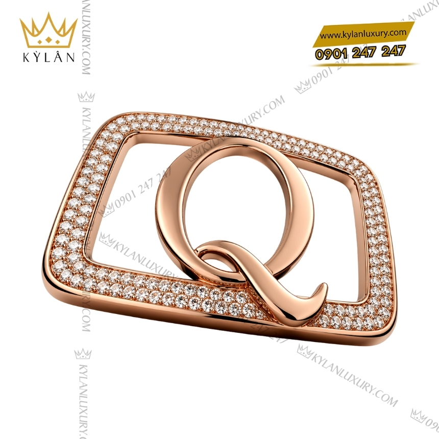 Kỳ Lân Luxury mat that lung chu q vang hong vien kim cuong 8 Mặt thắt lưng chữ G vàng hồng viền kim cương