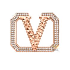 Mặt thắt lưng chữ V vàng hồng họa tiết kim cương