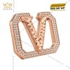 Mặt thắt lưng chữ V vàng hồng họa tiết kim cương