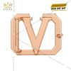 Mặt thắt lưng chữ V vàng hồng họa tiết kim cương