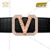 Mặt thắt lưng chữ V vàng hồng họa tiết kim cương