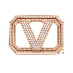 Mặt thắt lưng chữ V vàng hồng kim cương