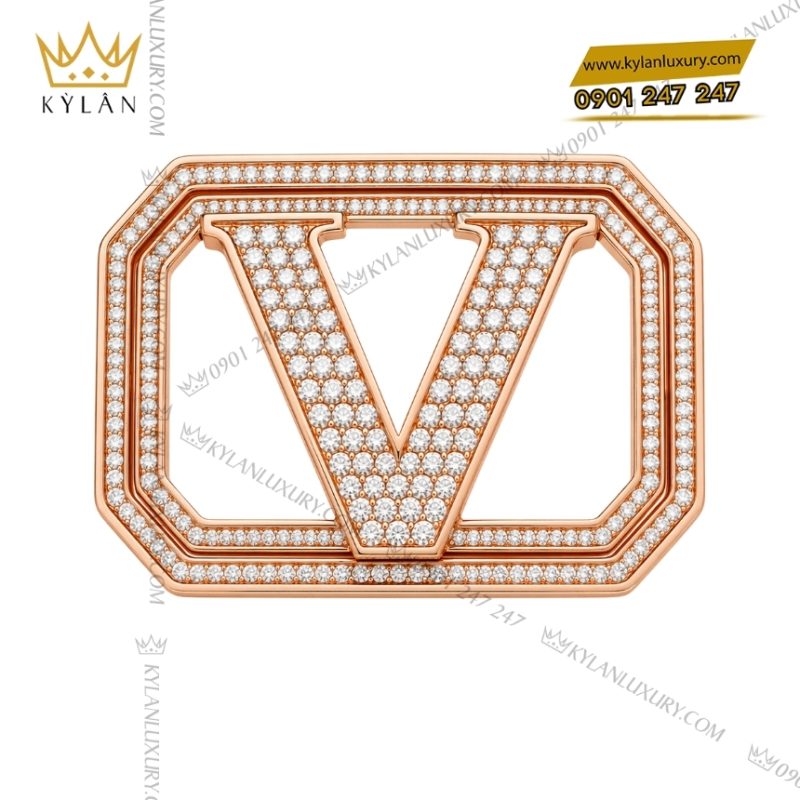 Mặt thắt lưng chữ V vàng hồng kim cương