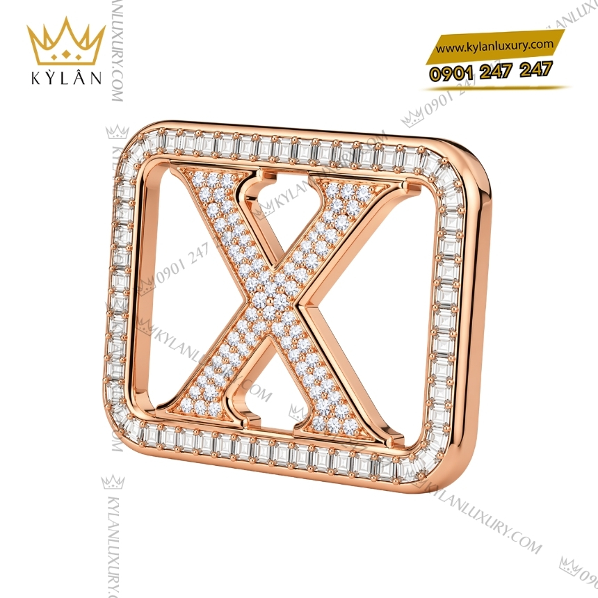 Kỳ Lân Luxury mat that lung chu x kim cuong tron va baguette 3 Mặt thắt lưng chữ X kim cương tròn và baguette