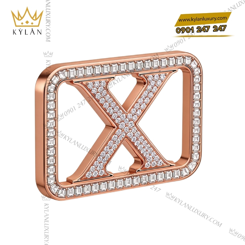Kỳ Lân Luxury mat that lung chu x kim cuong tron va baguette 5 Mặt thắt lưng chữ X kim cương tròn và baguette