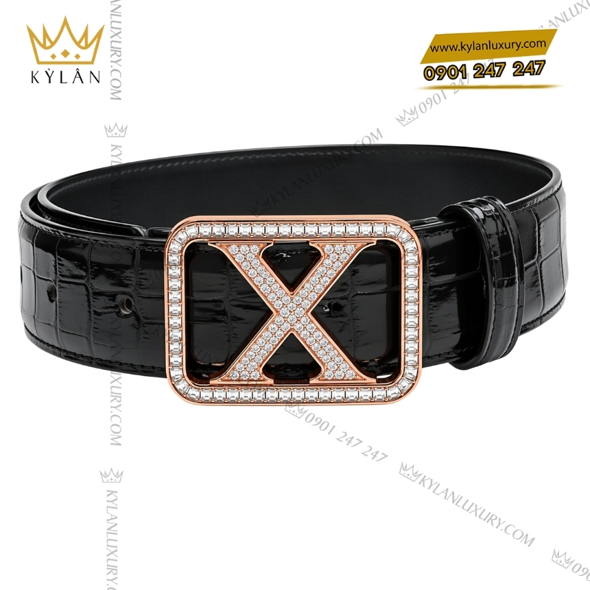 Kỳ Lân Luxury mat that lung chu x kim cuong tron va baguette 7 Mặt thắt lưng chữ X kim cương tròn và baguette