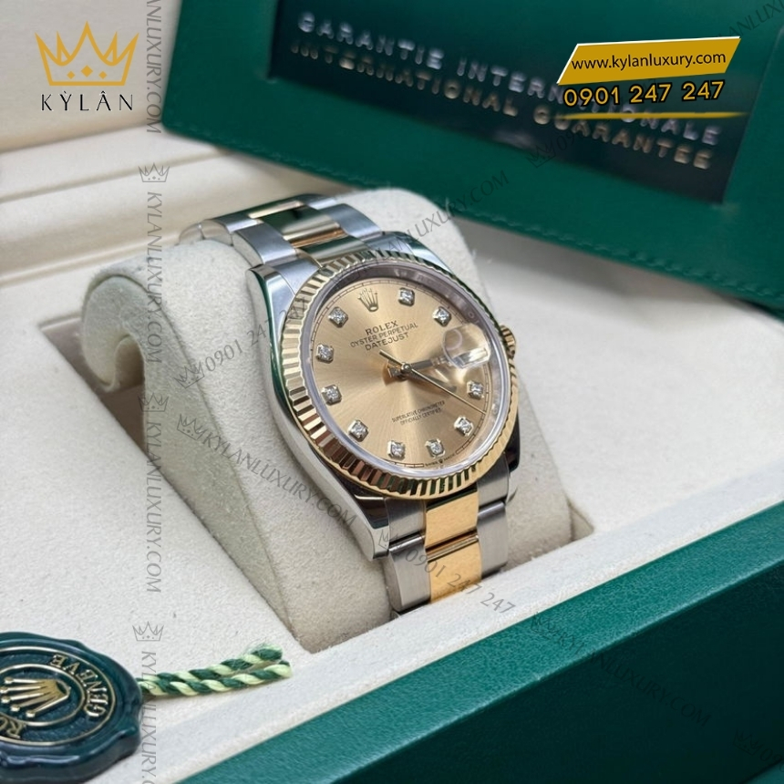 Kỳ Lân Luxury rolex datejust 126233 0018 champagne day oyster 3 Đồng hồ Rolex Datejust 36 champagne dây oyster 126233-0018