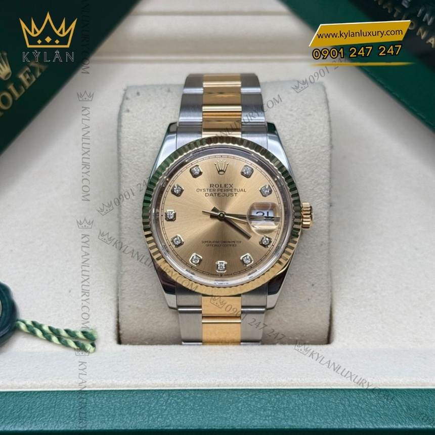 Kỳ Lân Luxury rolex datejust 126233 0018 champagne day oyster 4 Đồng hồ Rolex Datejust 36 champagne dây oyster 126233-0018