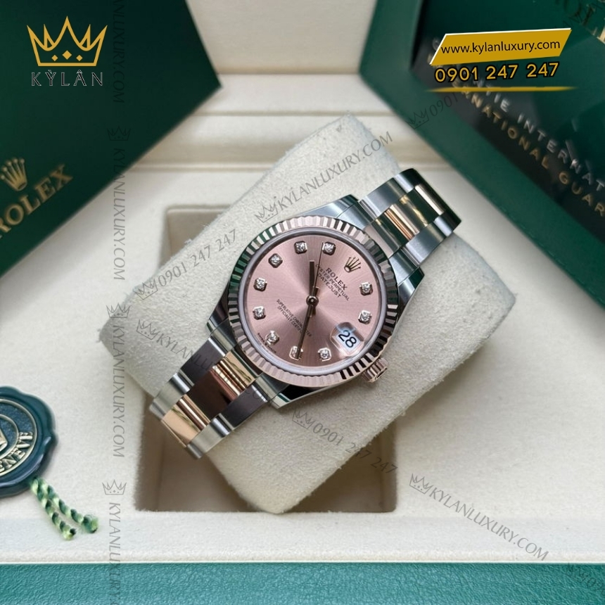 Kỳ Lân Luxury rolex datejust 31 278271 0023 hong day oyster 8 Đồng hồ Rolex Datejust 31 demi mặt hồng dây oyster 278271-0023