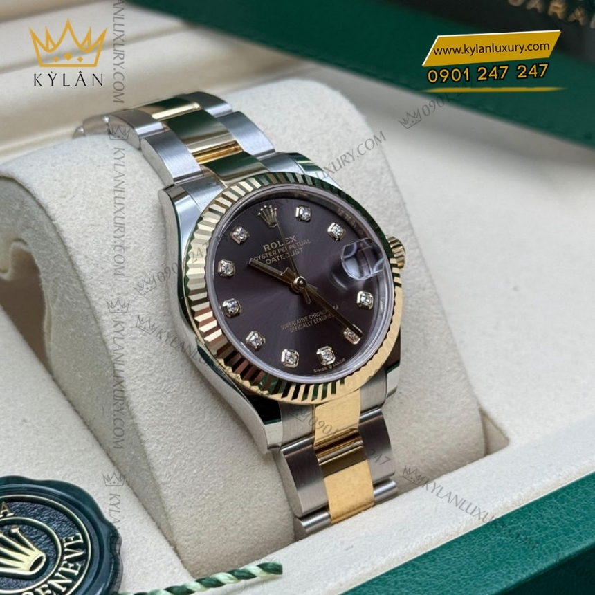Kỳ Lân Luxury rolex datejust 31 278273 0021 demi mat xam 2 Đồng hồ Rolex Datejust 31 demi mặt xám đậm 278273-0021
