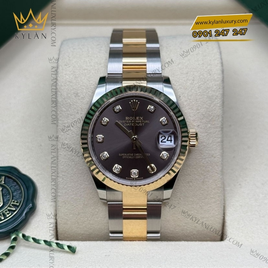 Kỳ Lân Luxury rolex datejust 31 278273 0021 demi mat xam 4 Đồng hồ Rolex Datejust 31 demi mặt xám đậm 278273-0021