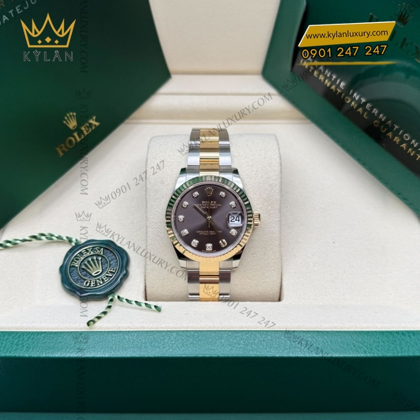 Kỳ Lân Luxury rolex datejust 31 278273 0021 demi mat xam 5 Đồng hồ Rolex Datejust 31 demi mặt xám đậm 278273-0021