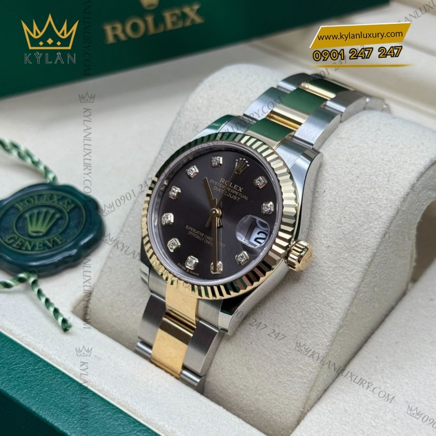 Kỳ Lân Luxury rolex datejust 31 278273 0021 demi mat xam 8 Đồng hồ Rolex Datejust 31 demi mặt xám đậm 278273-0021