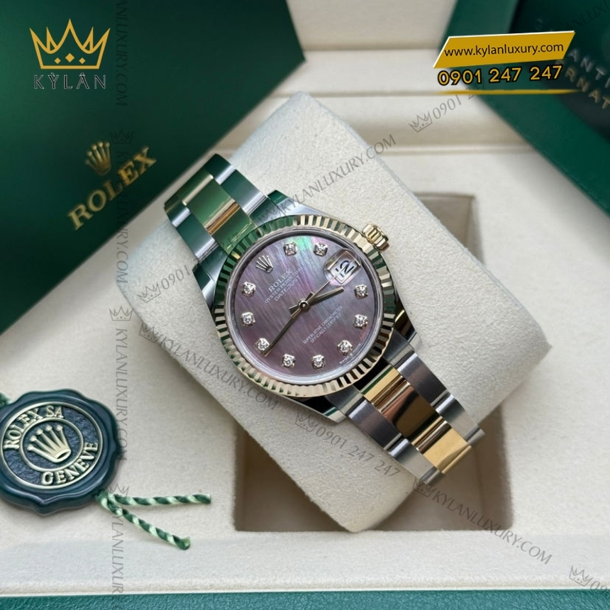 Kỳ Lân Luxury rolex datejust 31 278273 0023 xa cu den 8 Đồng hồ Rolex Datejust 31 xà cừ đen dây oyster 278273-0023