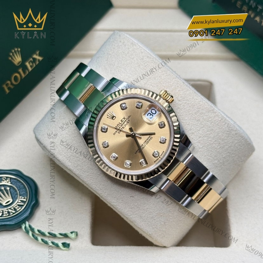 Kỳ Lân Luxury rolex datejust 31 278273 0025 champagne day oyster 4 Đồng hồ Rolex Datejust 31 champagne dây oyster 278273-0025