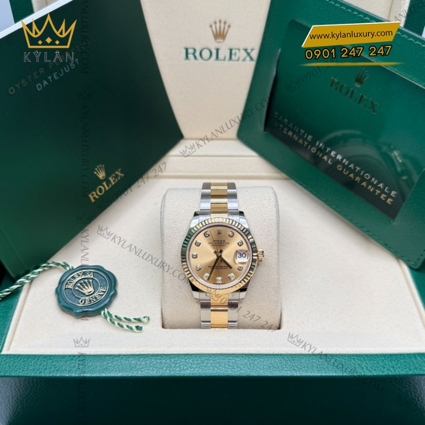 Kỳ Lân Luxury rolex datejust 31 278273 0025 champagne day oyster 8 Đồng hồ Rolex Datejust 31 champagne dây oyster 278273-0025