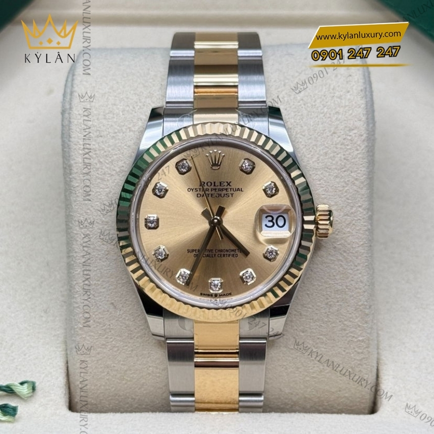 Kỳ Lân Luxury rolex datejust 31 278273 0025 champagne day oyster 9 Đồng hồ Rolex Datejust 31 champagne dây oyster 278273-0025