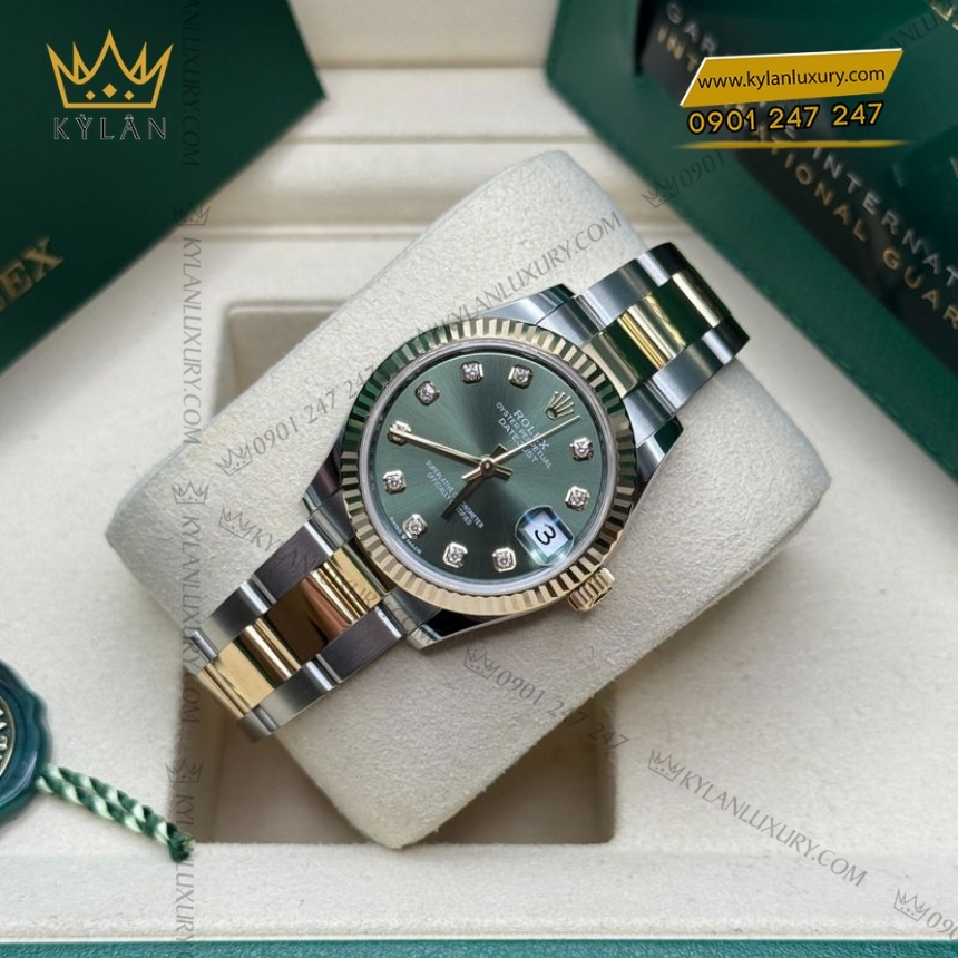 Kỳ Lân Luxury rolex datejust 31 278273 0029 olive day oyster 3 Đồng hồ Rolex Datejust 31 demi olive dây oyster 278273-0029