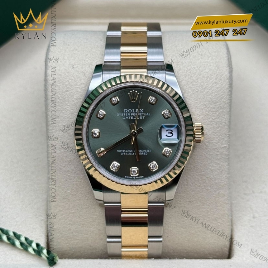 Kỳ Lân Luxury rolex datejust 31 278273 0029 olive day oyster 7 Đồng hồ Rolex Datejust 31 demi olive dây oyster 278273-0029