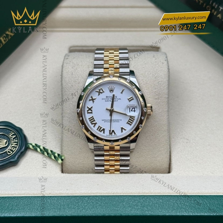 Kỳ Lân Luxury rolex datejust 31 278343rbr 0002 trang la ma 4 1 Đồng hồ Rolex Datejust 31 mặt số trắng La Mã 278343RBR-0002