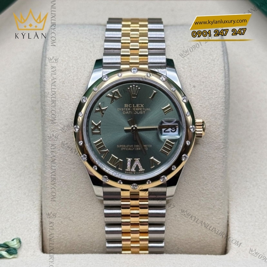 Kỳ Lân Luxury rolex datejust 31 278343rbr 0016 olive kim cuong 4 Đồng hồ Rolex Datejust 31 demi olive kim cương 278343RBR-0016