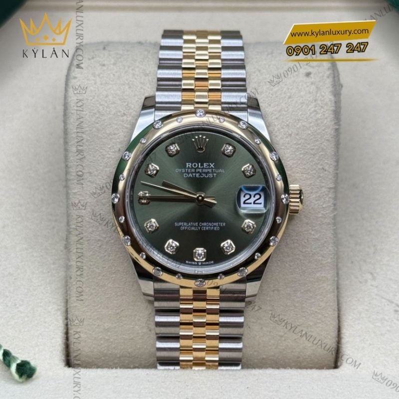 Đồng hồ Rolex Datejust 31 olive vành kim 278343RBR-0030