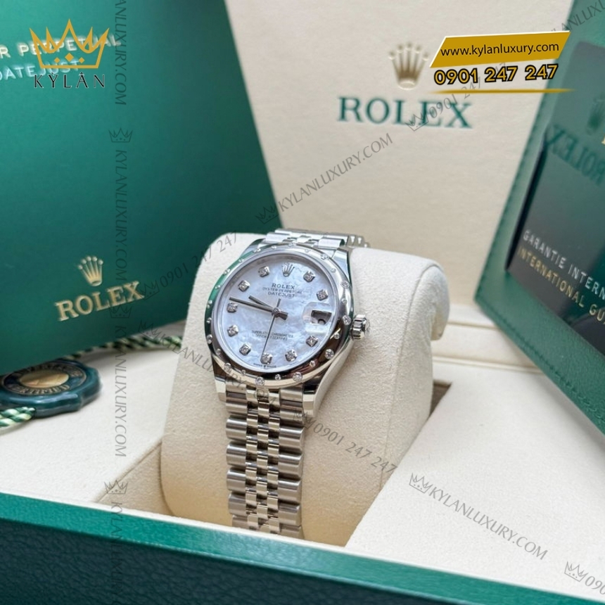 Kỳ Lân Luxury rolex datejust 31 278344rbr 0006 xa cu kim cuong 2 Đồng hồ Rolex Datejust 31 mặt số xà cừ 278344RBR-0006