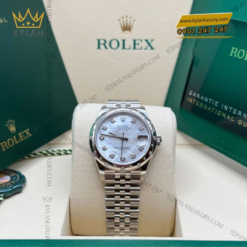 Kỳ Lân Luxury rolex datejust 31 278344rbr 0006 xa cu kim cuong 8 Đồng hồ Rolex Datejust 31 mặt số xà cừ 278344RBR-0006