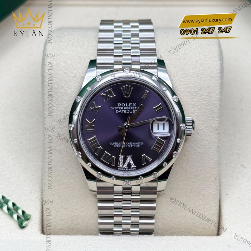 Kỳ Lân Luxury rolex datejust 31 278344rbr 0028 tim kim cuong 4 Đồng hồ Rolex Datejust mặt tím kim cương 278344RBR-0028