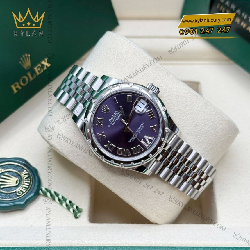 Kỳ Lân Luxury rolex datejust 31 278344rbr 0028 tim kim cuong 6 Đồng hồ Rolex Datejust mặt tím kim cương 278344RBR-0028