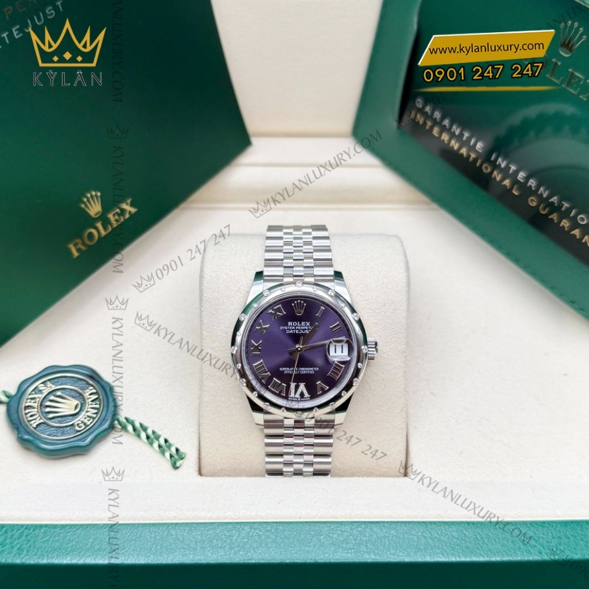 Kỳ Lân Luxury rolex datejust 31 278344rbr 0028 tim kim cuong 7 Đồng hồ Rolex Datejust mặt tím kim cương 278344RBR-0028