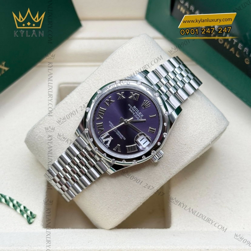 Kỳ Lân Luxury rolex datejust 31 278344rbr 0028 tim kim cuong 8 Đồng hồ Rolex Datejust mặt tím kim cương 278344RBR-0028