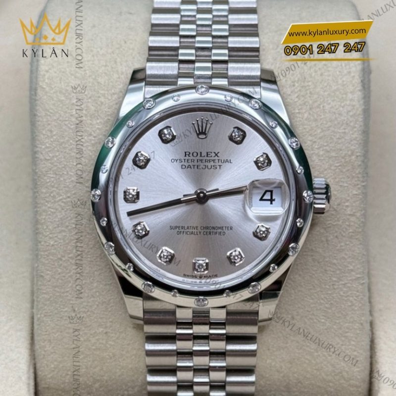 Đồng hồ Rolex Datejust 31 mặt bạc kim cương 278344RBR-0032