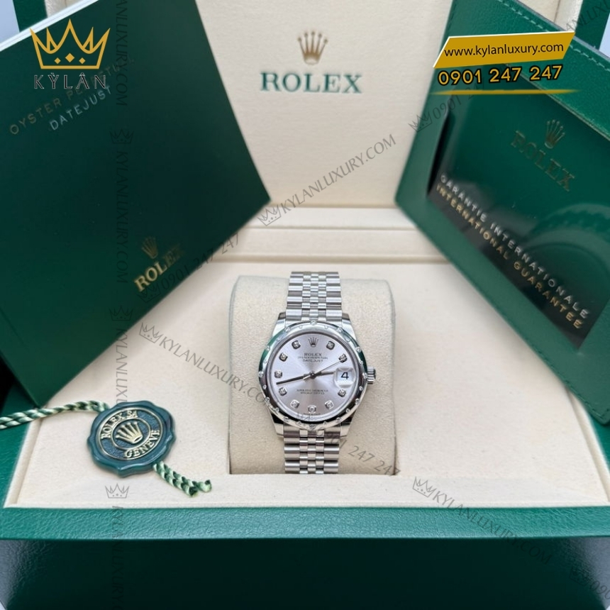 Kỳ Lân Luxury rolex datejust 31 278344rbr 0032 mat bac kim cuong 3 Đồng hồ Rolex Datejust 31 mặt bạc kim cương 278344RBR-0032