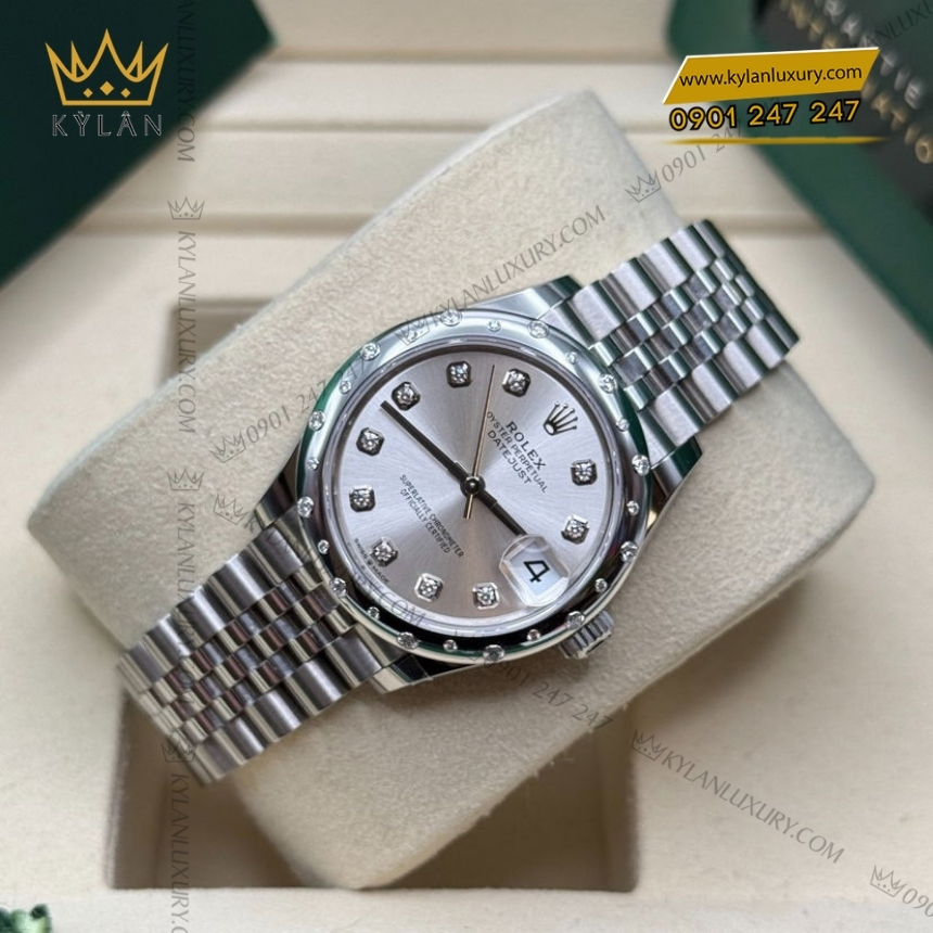 Kỳ Lân Luxury rolex datejust 31 278344rbr 0032 mat bac kim cuong 9 Đồng hồ Rolex Datejust 31 mặt bạc kim cương 278344RBR-0032