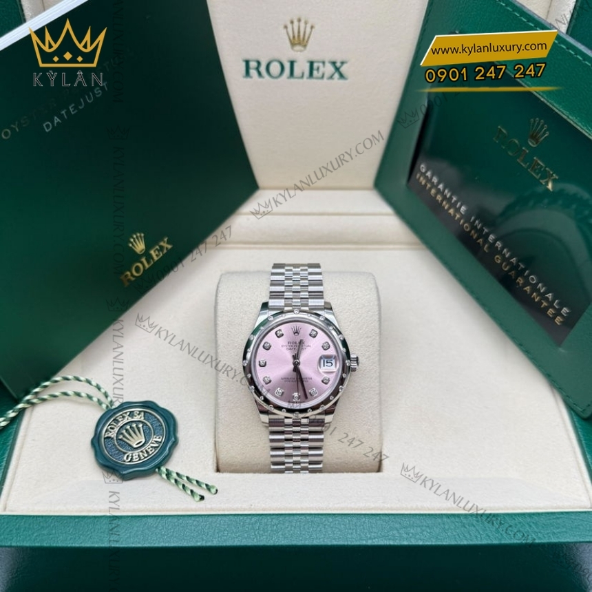 Kỳ Lân Luxury rolex datejust 31 278344rbr 0034 hong kim cuong 3 Đồng hồ Rolex Datejust 31 mặt số hồng 278344RBR-0034
