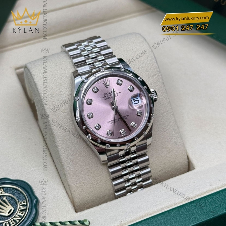 Kỳ Lân Luxury rolex datejust 31 278344rbr 0034 hong kim cuong 7 Đồng hồ Rolex Datejust 31 mặt số hồng 278344RBR-0034