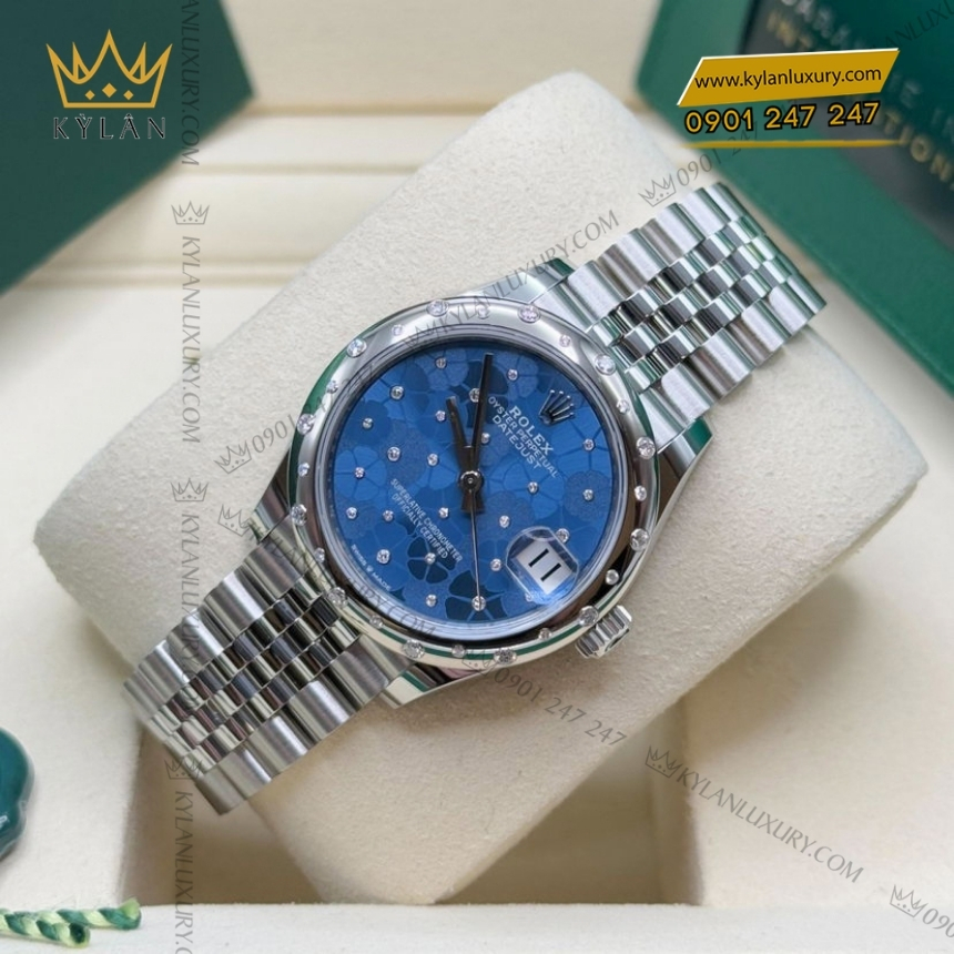 Kỳ Lân Luxury rolex datejust 31 278344rbr 0038 hoa xanh duong 2 Đồng hồ Rolex Datejust 31 mặt hoa xanh dương 278344RBR-0038