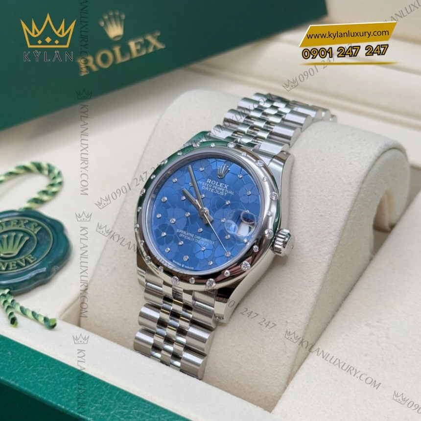 Kỳ Lân Luxury rolex datejust 31 278344rbr 0038 hoa xanh duong 6 Đồng hồ Rolex Datejust 31 mặt hoa xanh dương 278344RBR-0038