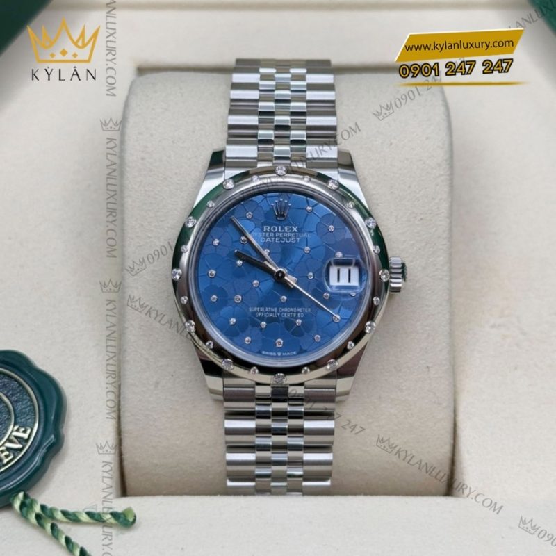 Đồng hồ Rolex Datejust 31 mặt hoa xanh dương 278344RBR-0038