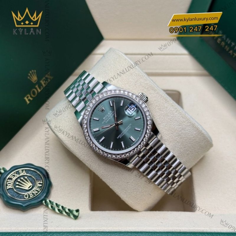 Đồng hồ Rolex Datejust 31 xanh bạc hà vành kim 278384RBR-0022