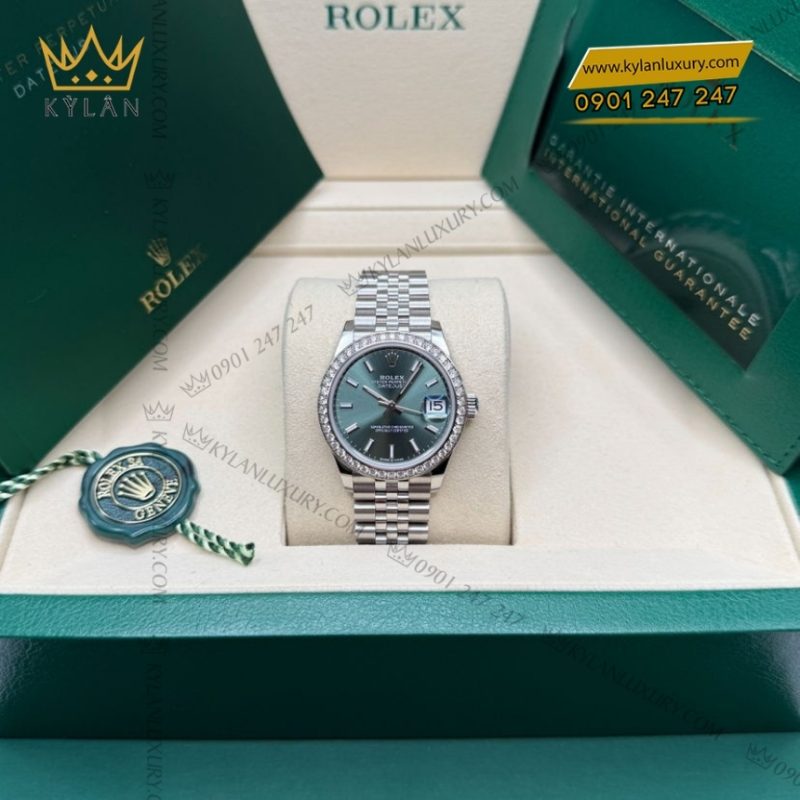Đồng hồ Rolex Datejust 31 xanh bạc hà vành kim 278384RBR-0022